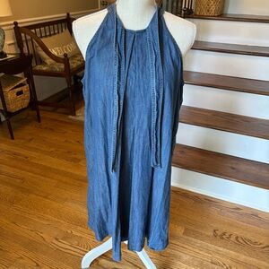 CeCe Denim Halter Dress tie neck front women’s sz 10 knee length